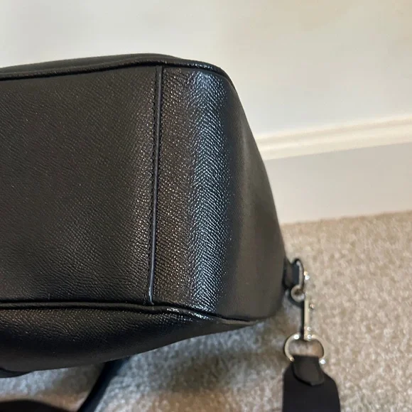 Coach Cross Grain Black Leather Briefcase Laptop Bag F59141 Metropolitan